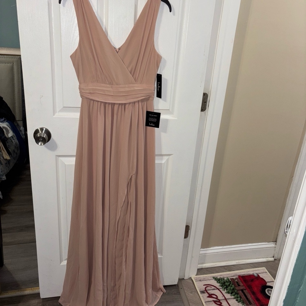 Lulu's Pink Gown Sleeveless V-Neck for Wedding Guest